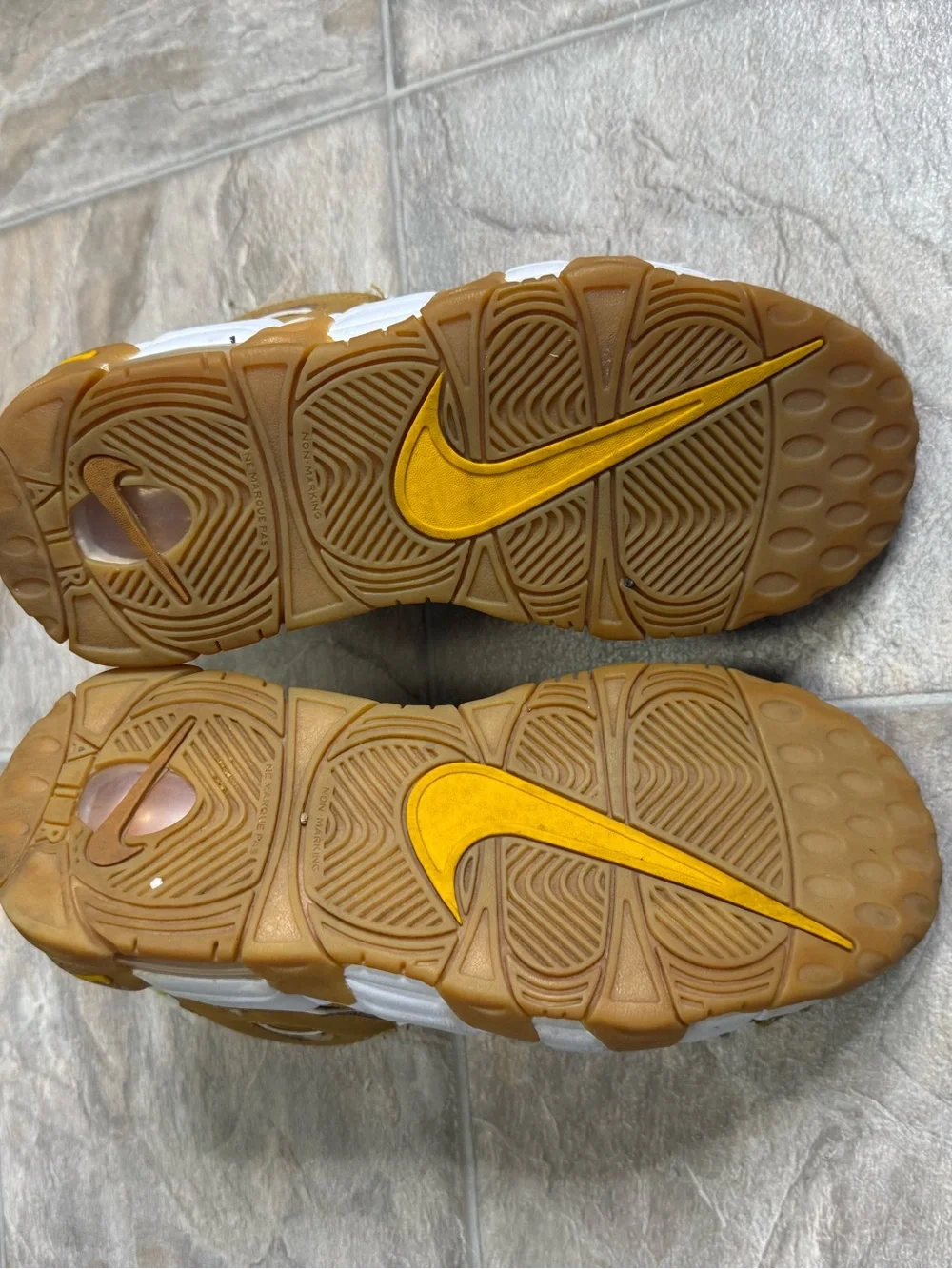 Nike Air More Uptempo Wheat GS Shoe Size 4.5Y Tan Preowned